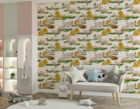 Artistic Piggy Farm Watercolor mural with natural earth tones.