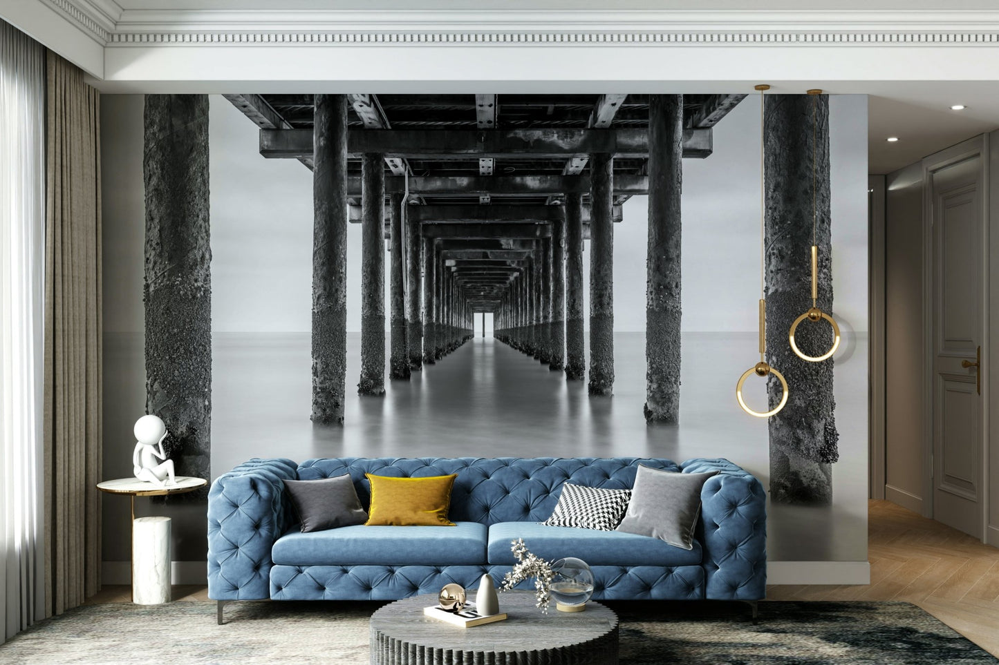 Suitable for a living room, study, or a modern, minimalist, or contemplative interior.
