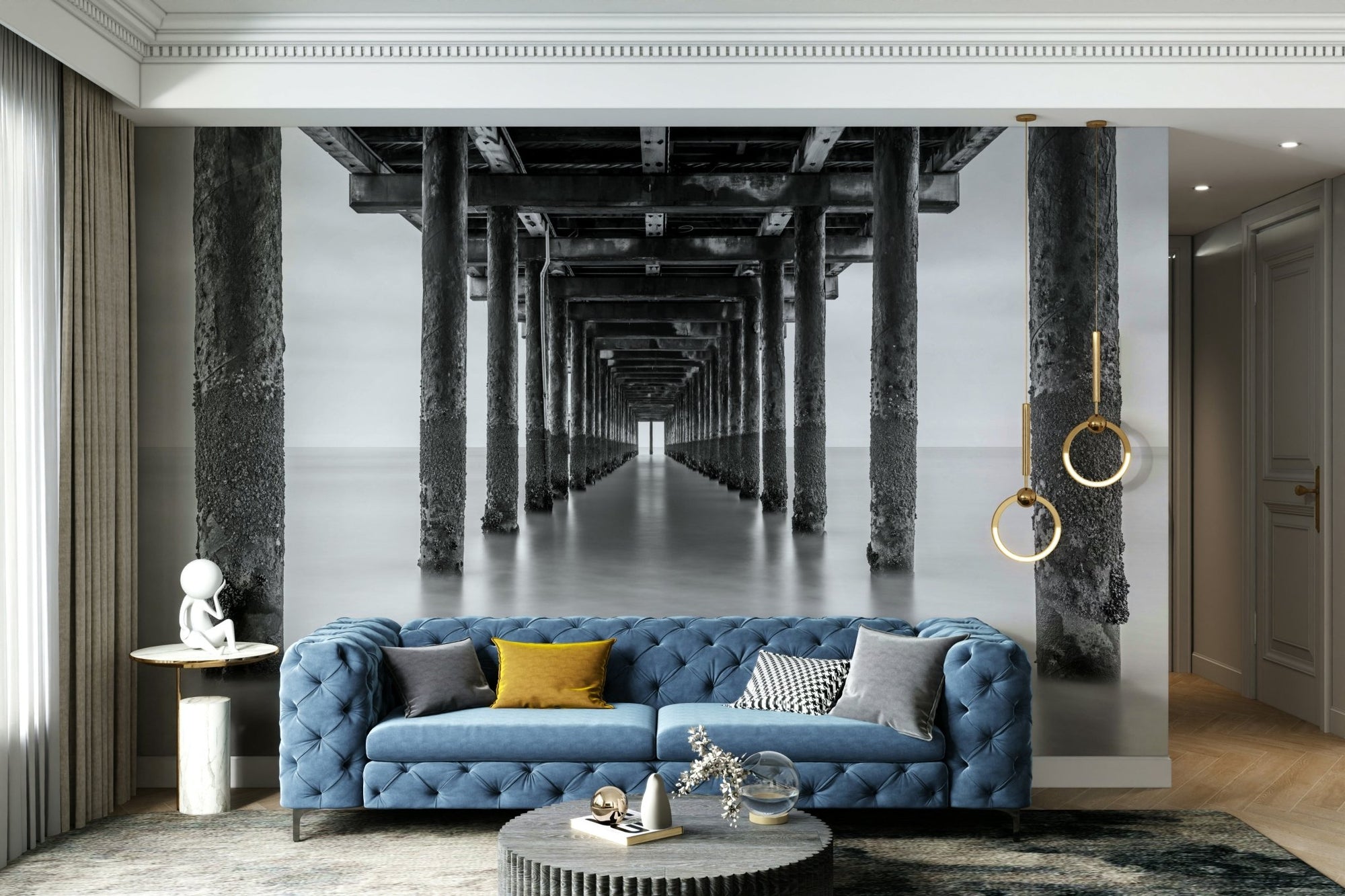 Suitable for a living room, study, or a modern, minimalist, or contemplative interior.
