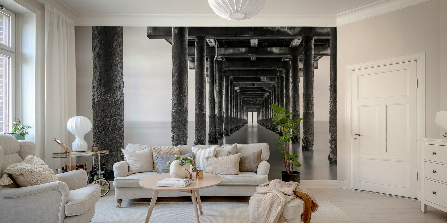 The mural covers a significant wall area, creating an immersive, tunnel-like view.
