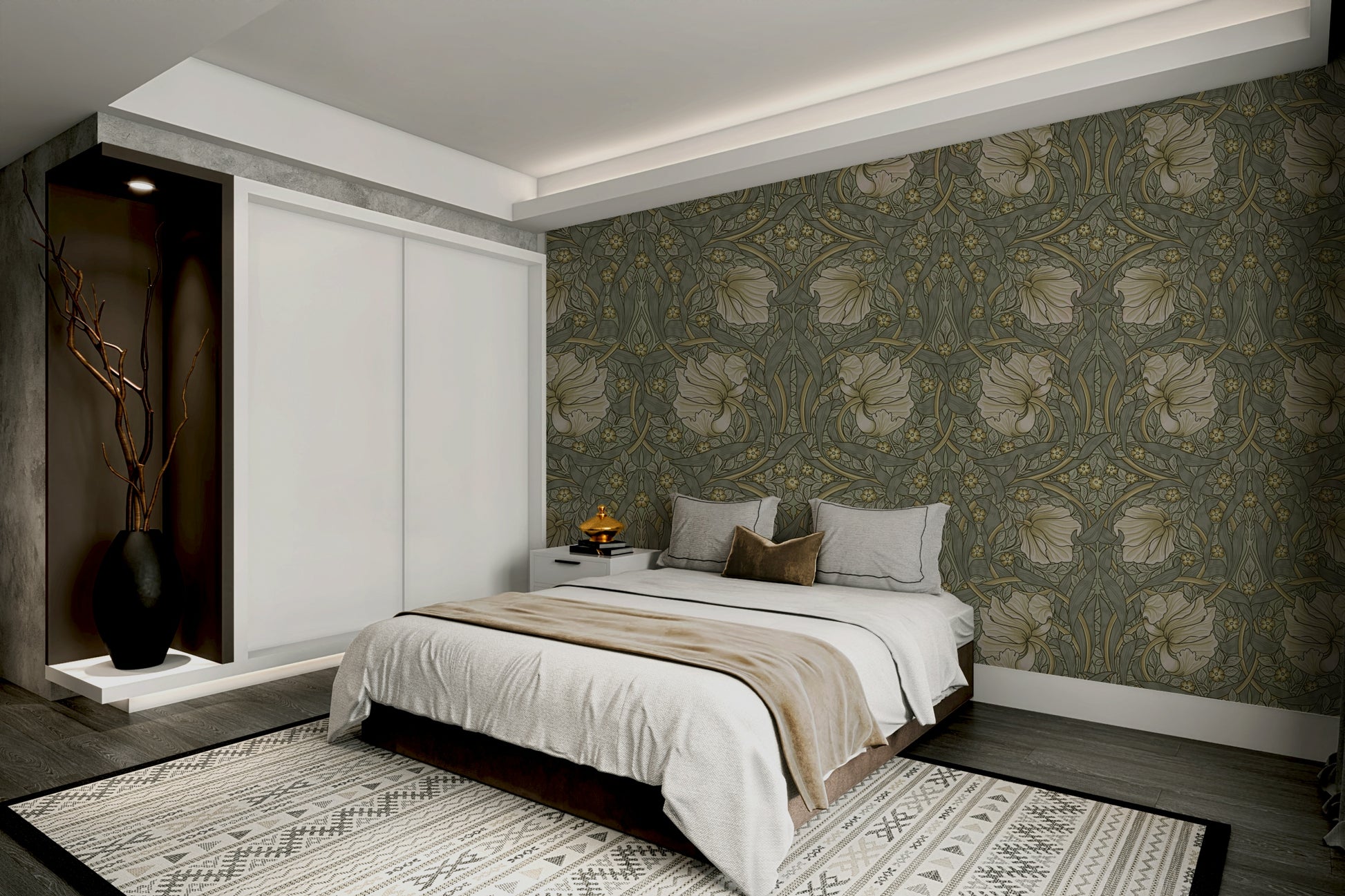 Vintage floral wallpaper for living rooms

