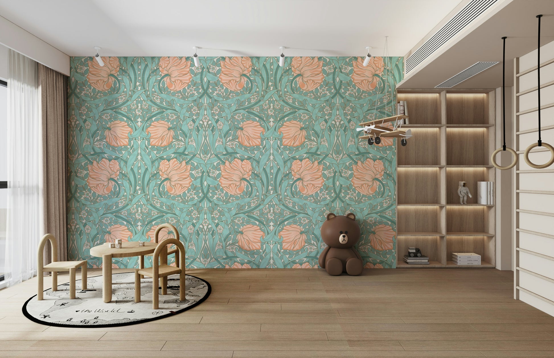 Pimpernel wallpaper with intricate flowers

