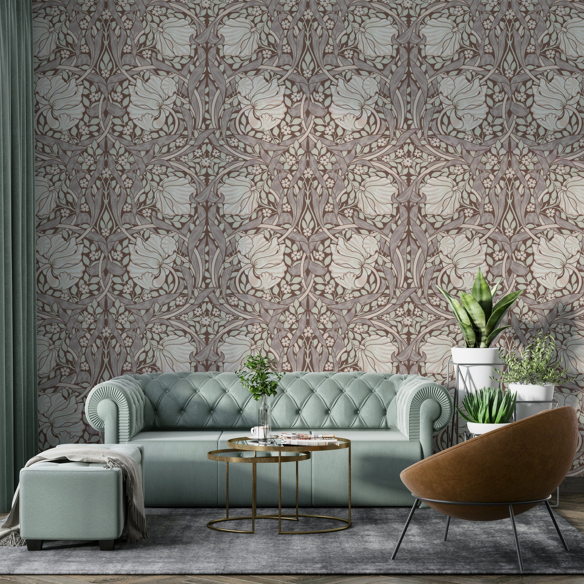 Traditional botanical wallpaper design

