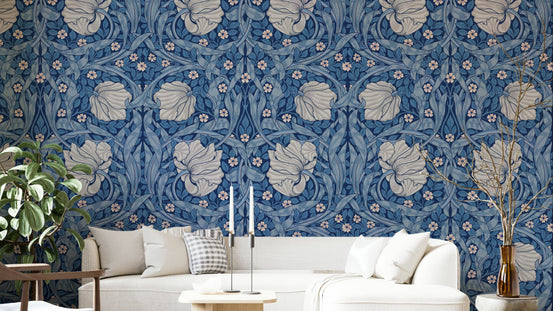 Peel and stick floral wallpaper with lush greenery

