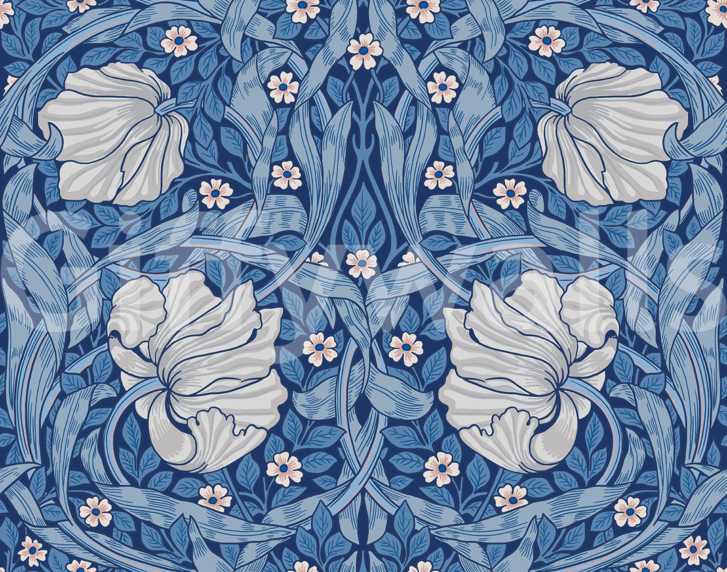 Elegant William Morris wallpaper with pimpernel flowers


