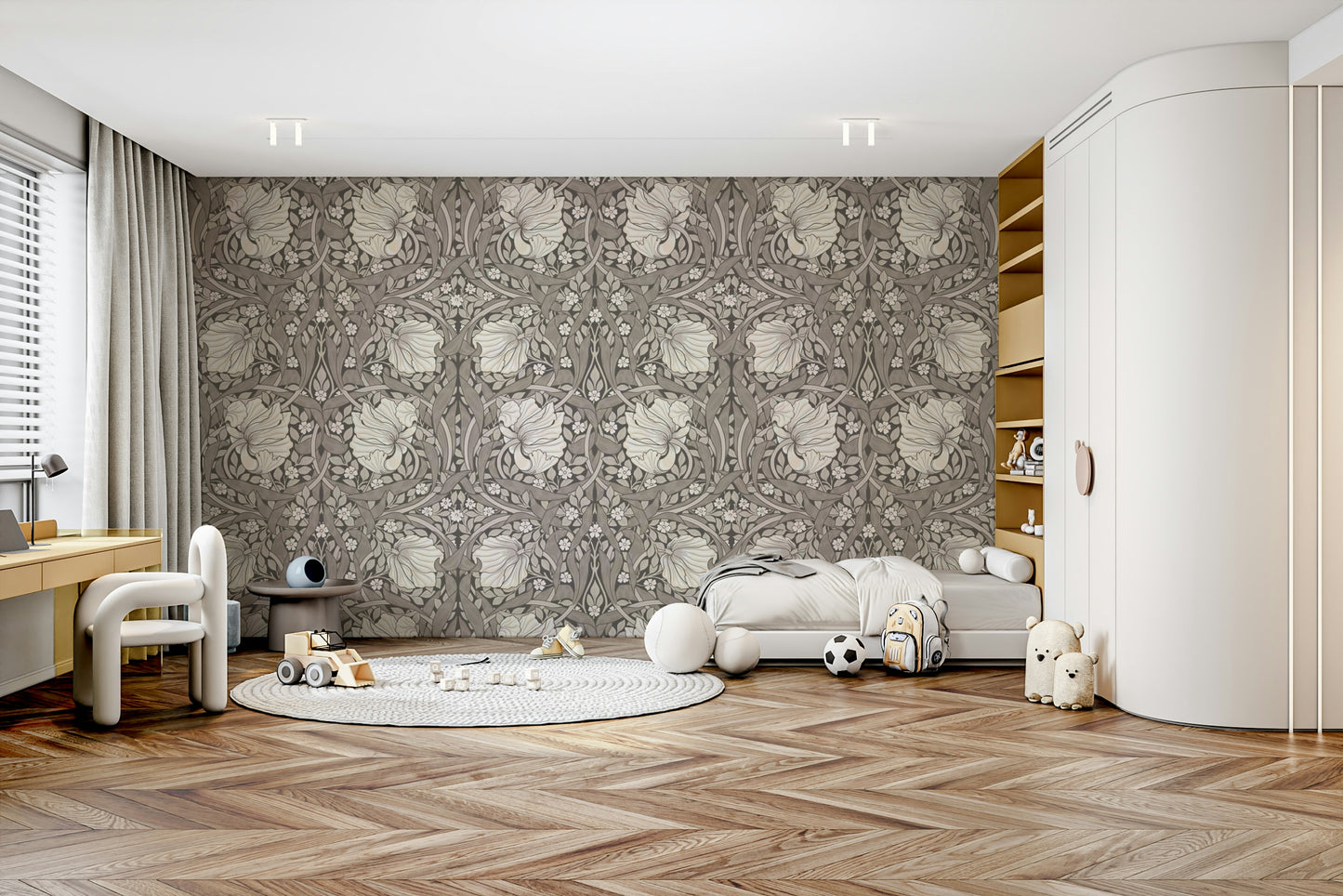 Nature-inspired William Morris wallpaper for bedrooms


