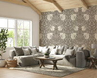 Peel and stick vintage wallpaper with lush greenery

