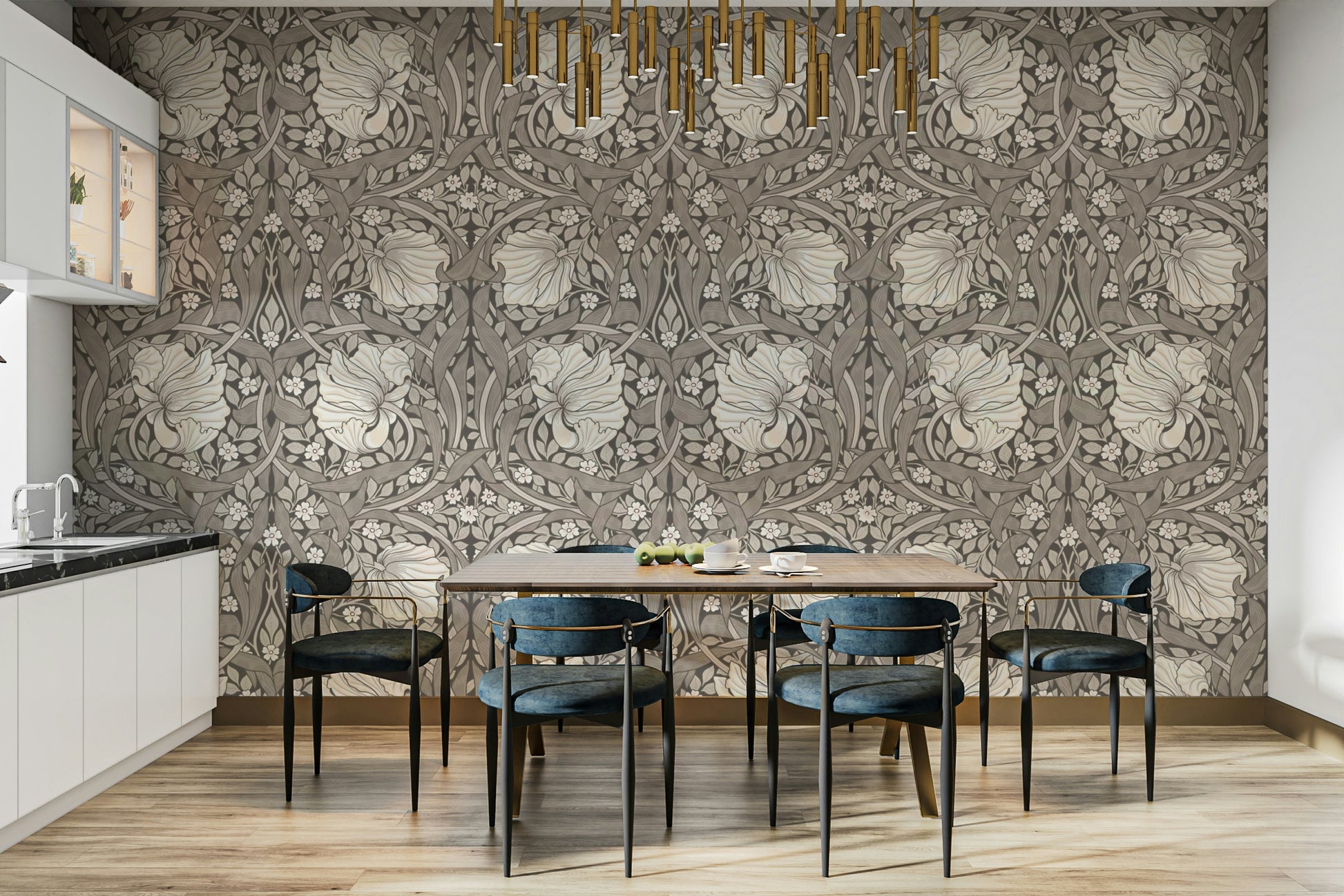 Vintage-inspired floral wallpaper for living rooms

