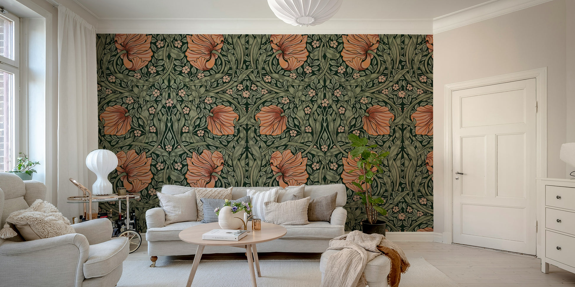 Intricate pimpernel floral wallpaper design

