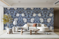 Soft floral wallpaper featuring rich greenery

