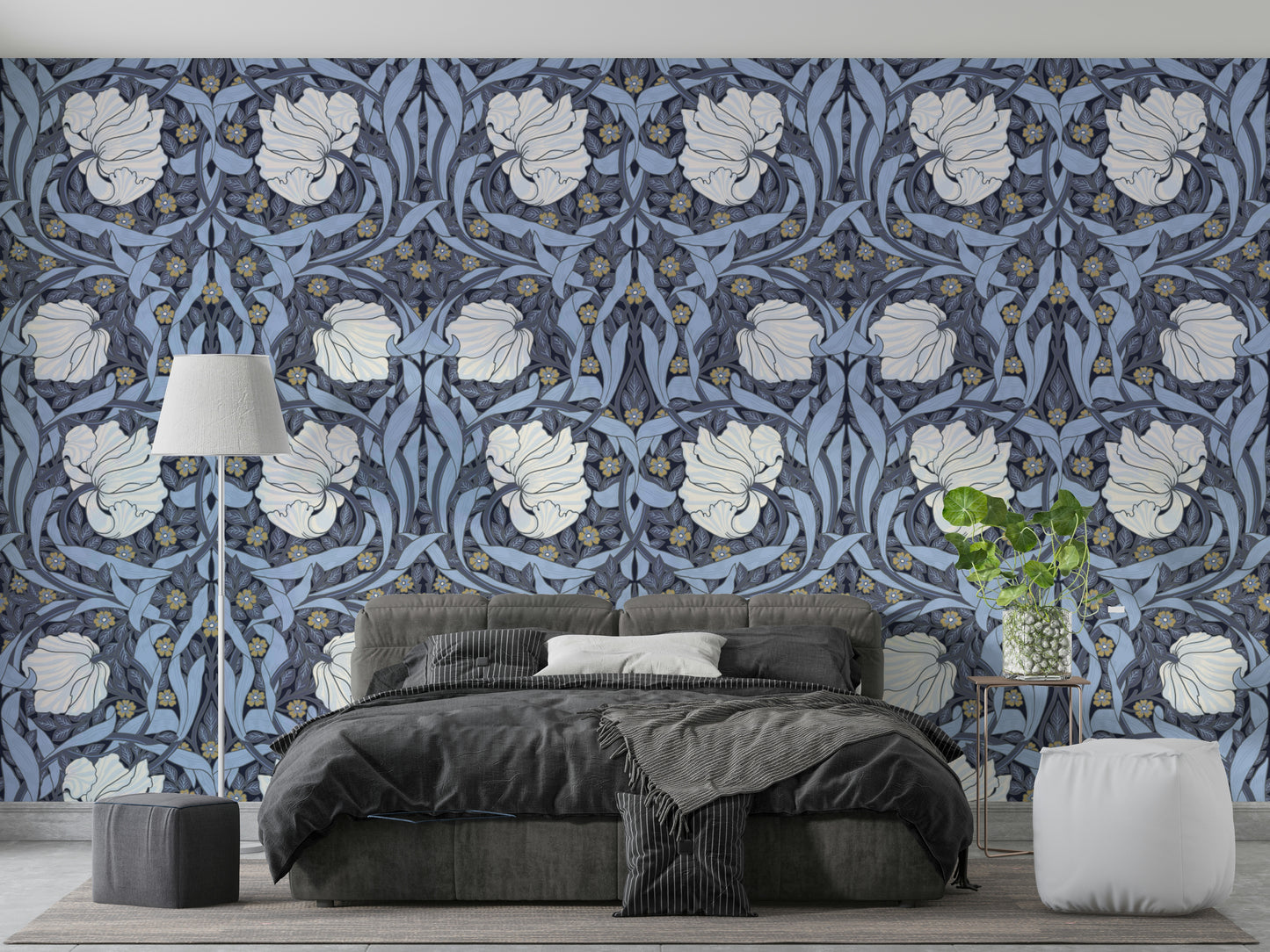 Traditional floral mural for bedroom walls

