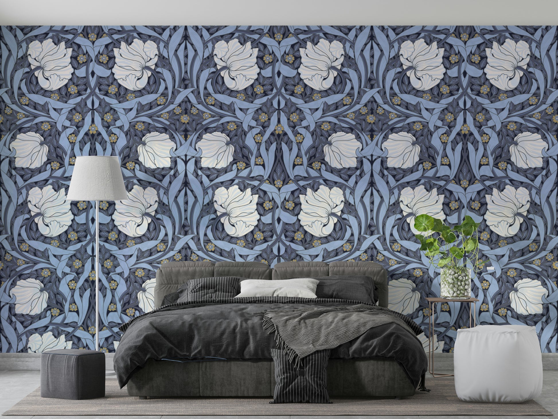 Traditional floral mural for bedroom walls

