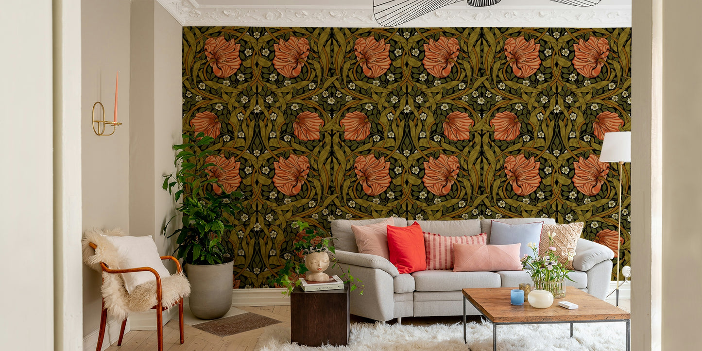 Elegant William Morris floral wall mural

