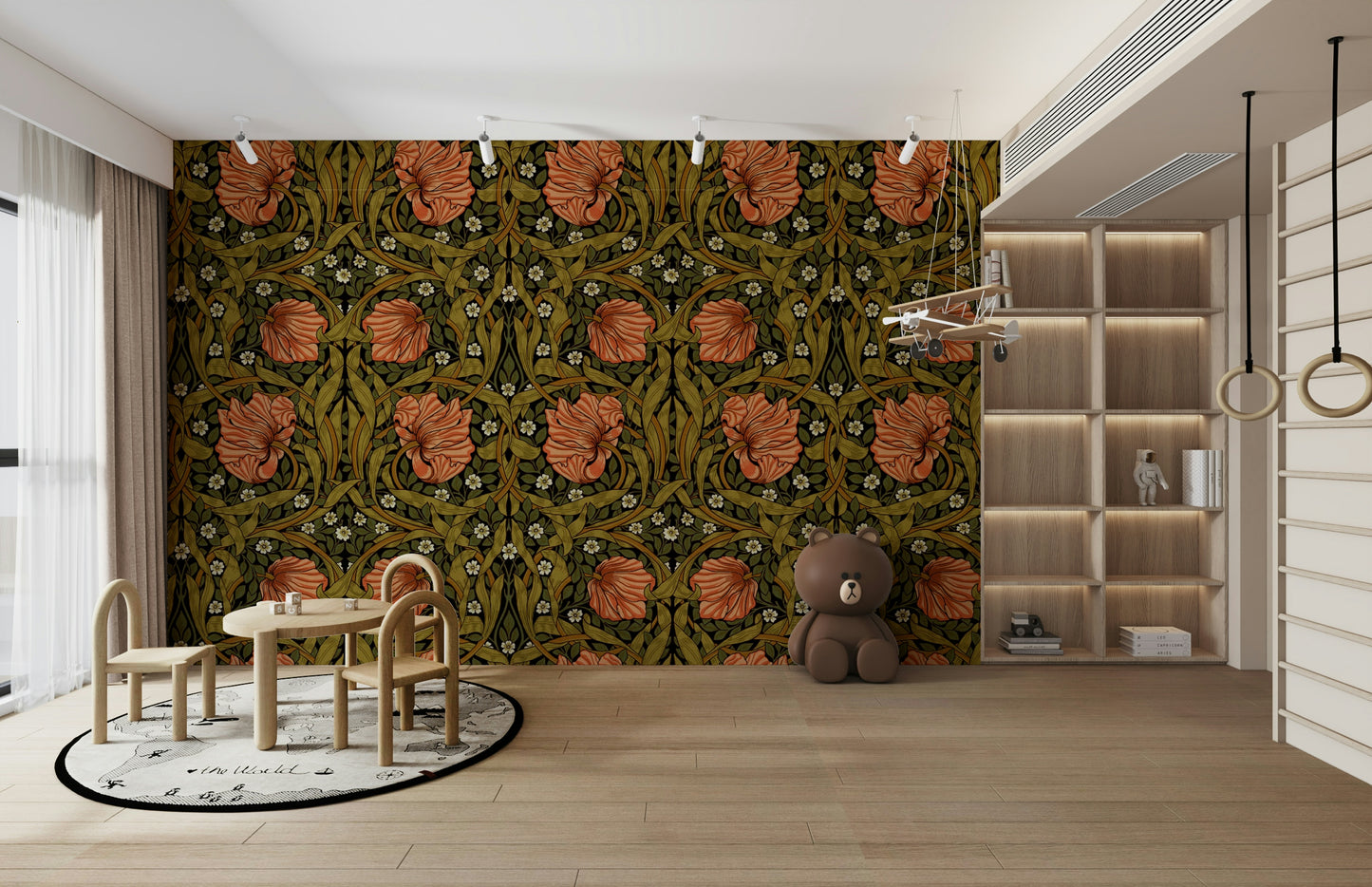 Intricate pimpernel floral design wallpaper

