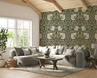 Elegant floral mural with rich colors and greenery

