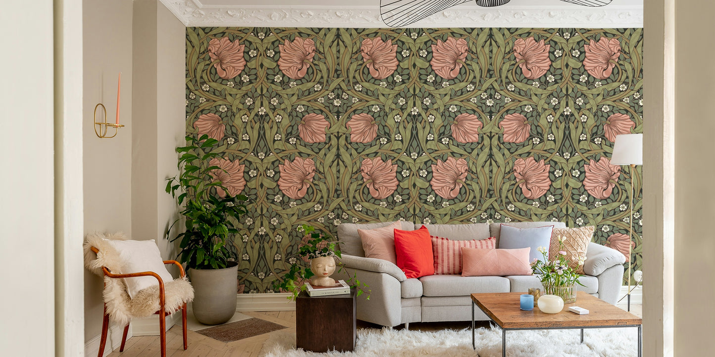Traditional botanical wallpaper design

