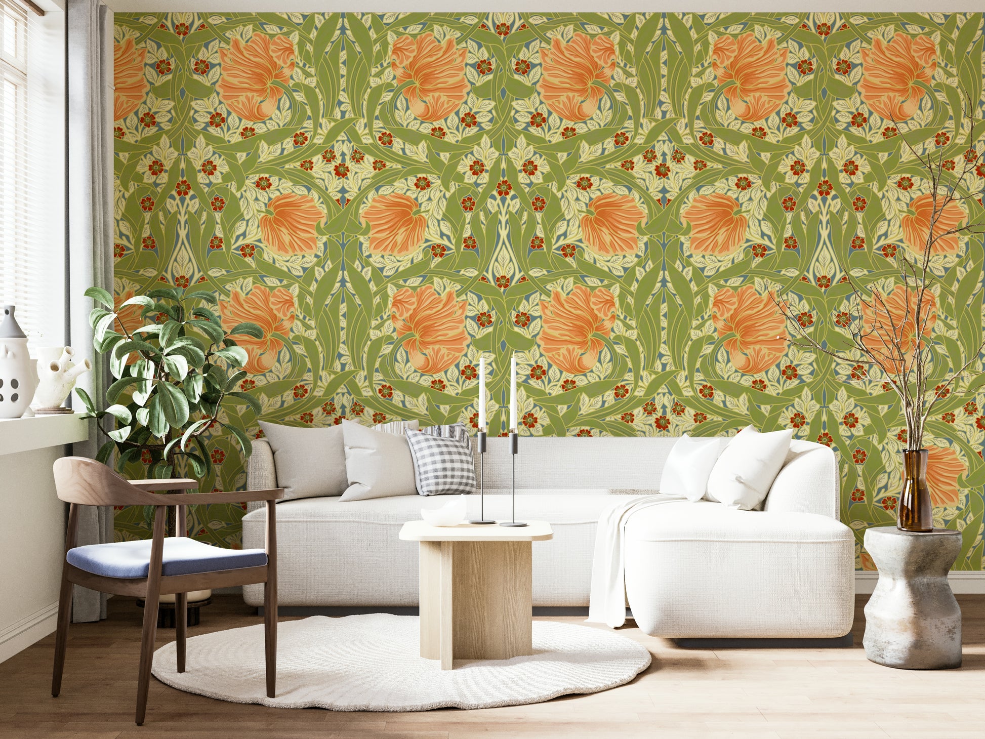 Traditional botanical wallpaper design

