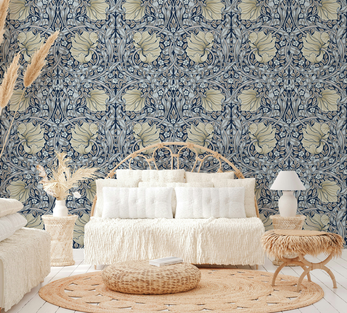Traditional botanical wallpaper design

