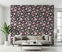 A pink agate wallpaper featuring layered stone-like patterns with rich mineral textures.