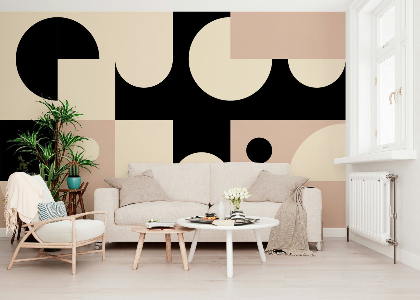 Pink Black - Bold Geometric Interplay Wall Mural