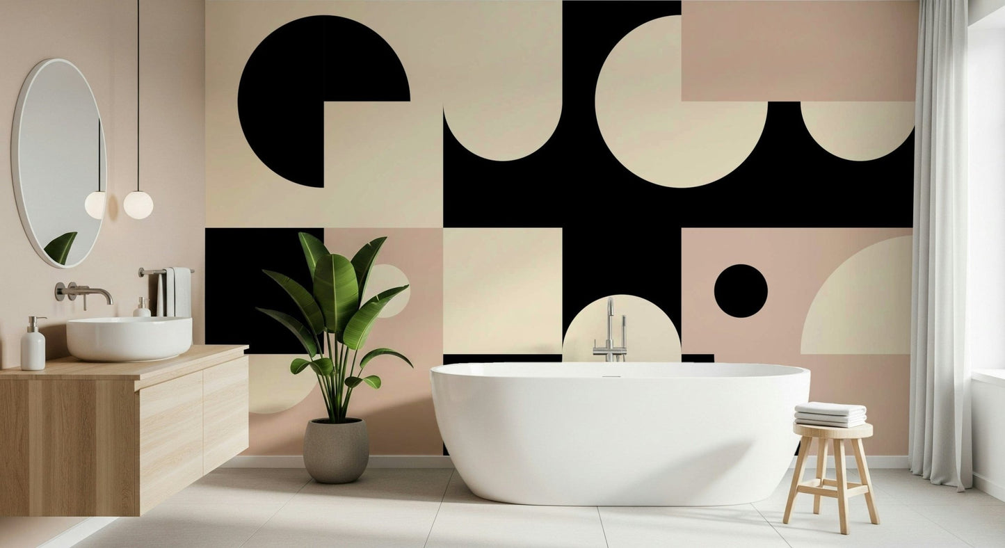 Pink Black - Bold Geometric Interplay Wall Mural