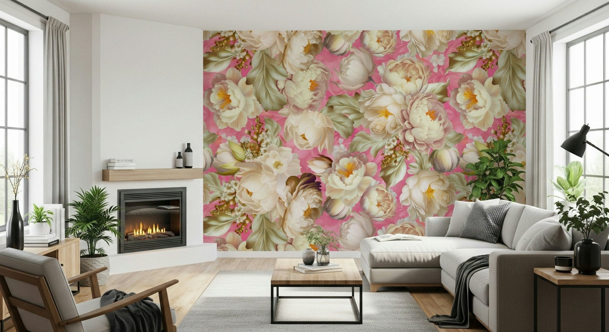 Cherry Blossom Burst Wallpaper Mural – Serene pink floral wall mural inspired by springtime cherry blossoms.