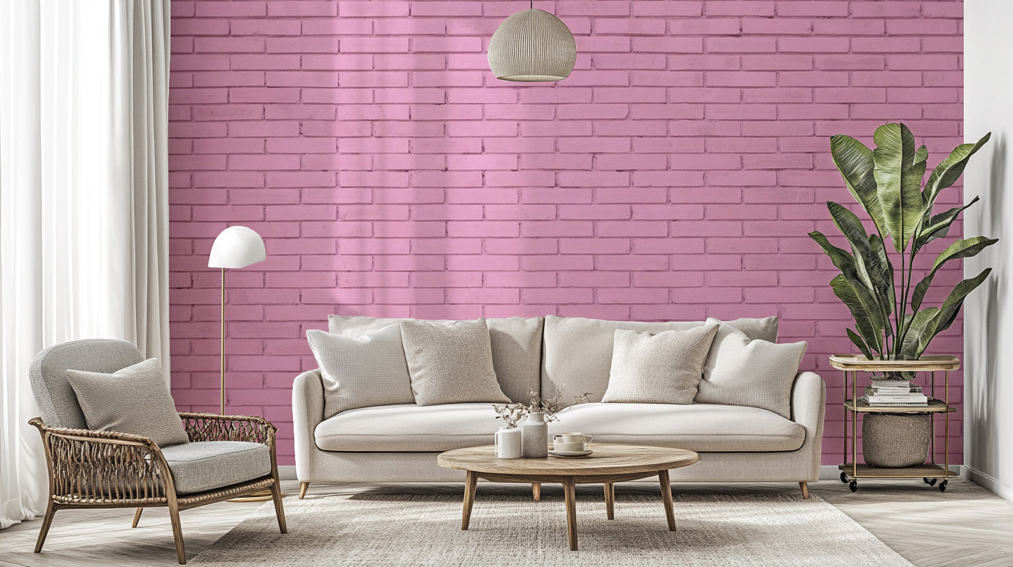Minimalist rose brick wallpaper for stylish nurseries.
