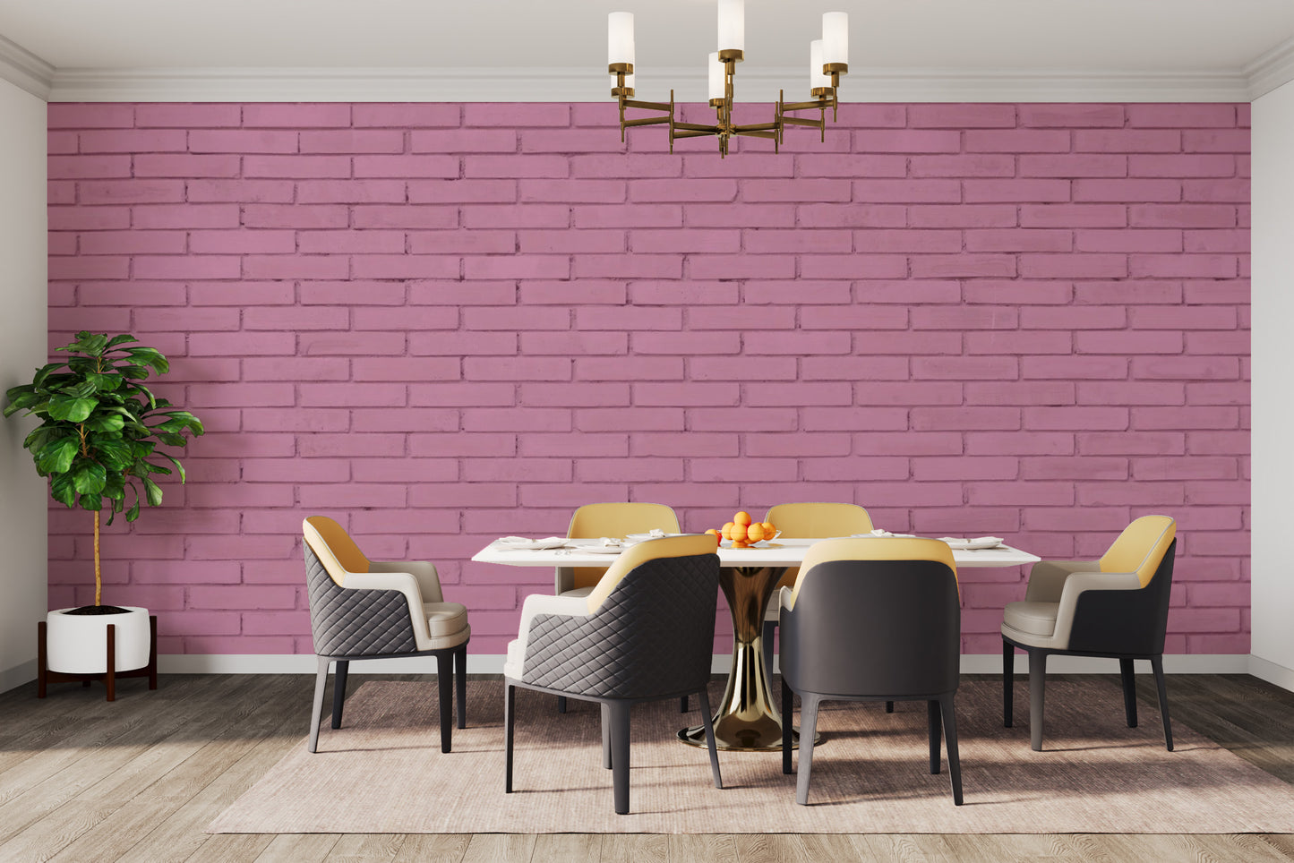 Urban loft style pink brick wallpaper mural.