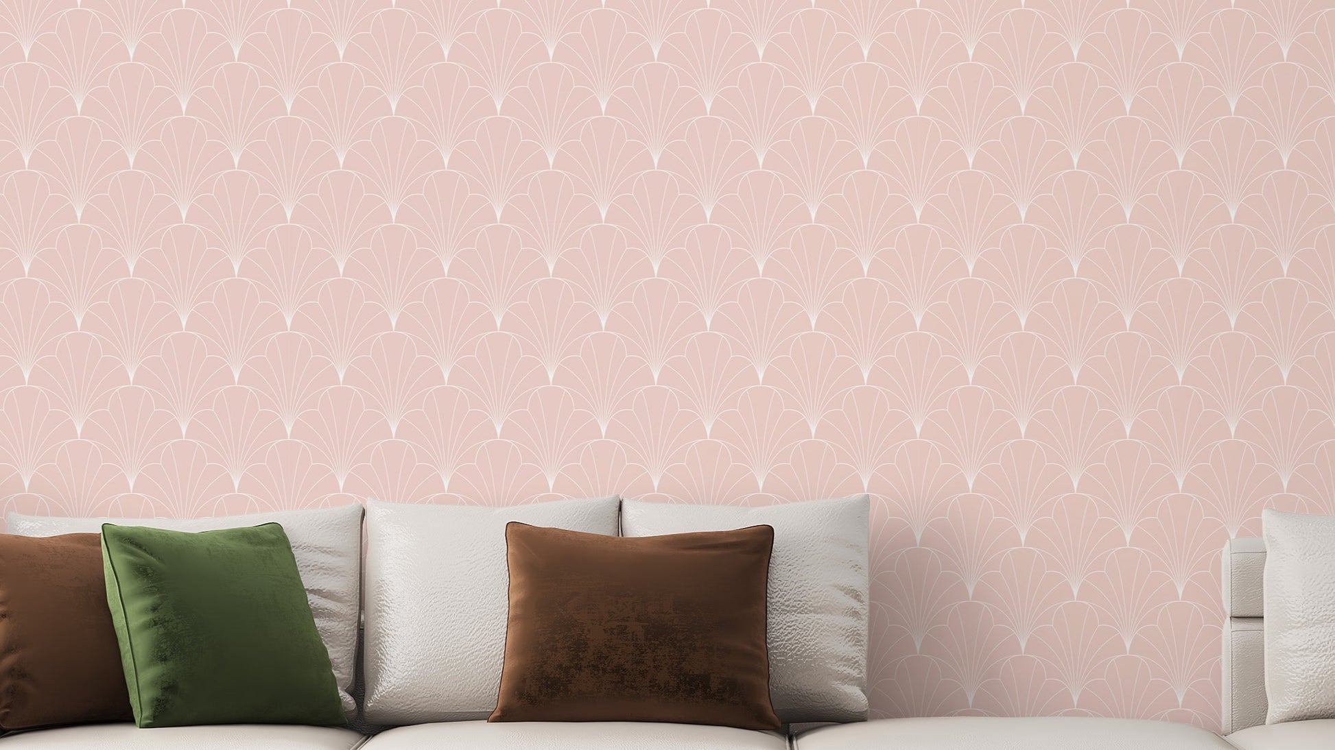 Soft pink art deco geometric wallpaper