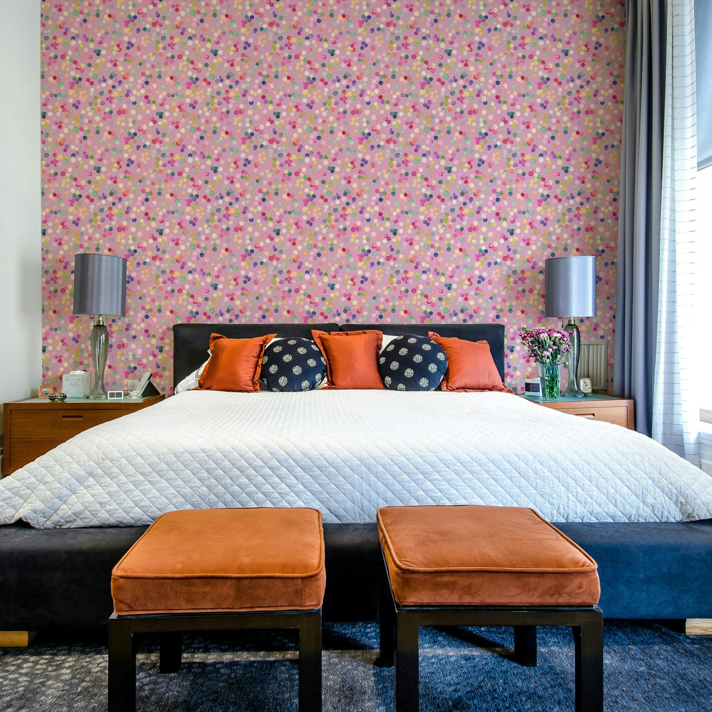 Confetti Festive Colorful Dots Pink Wallpaper⁠