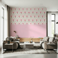 Cottage Rose Mural Wall Mural providing a soft background for a home workspace.