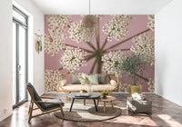 Wildflower Whispers Wall Mural installed in a contemporary dining area.