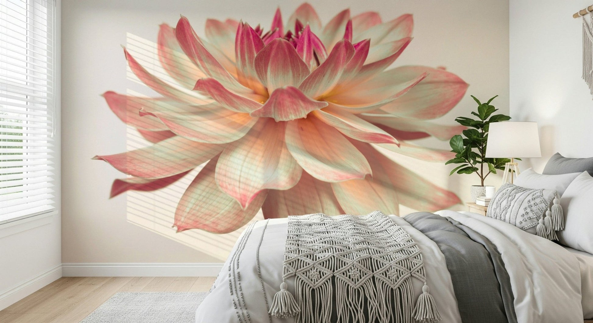 Floral close view wall mural with soft hues