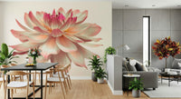 Large pink blossom wall mural on neutral