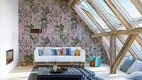 An interior with a soft and peaceful accent wall

