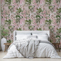 Close-up of a subtle, pink floral pattern


