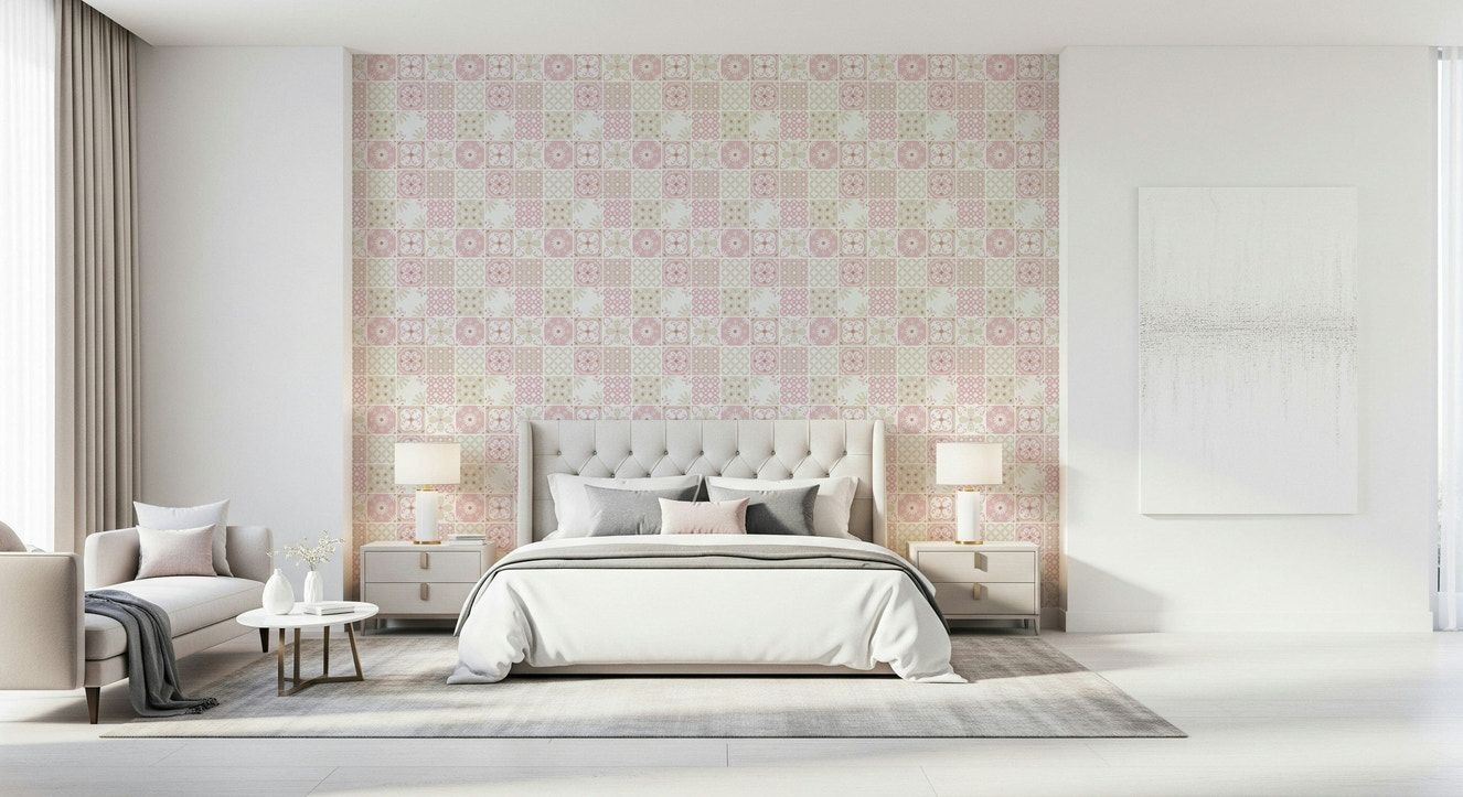 Vintage Folk Tiles – Blush Pink