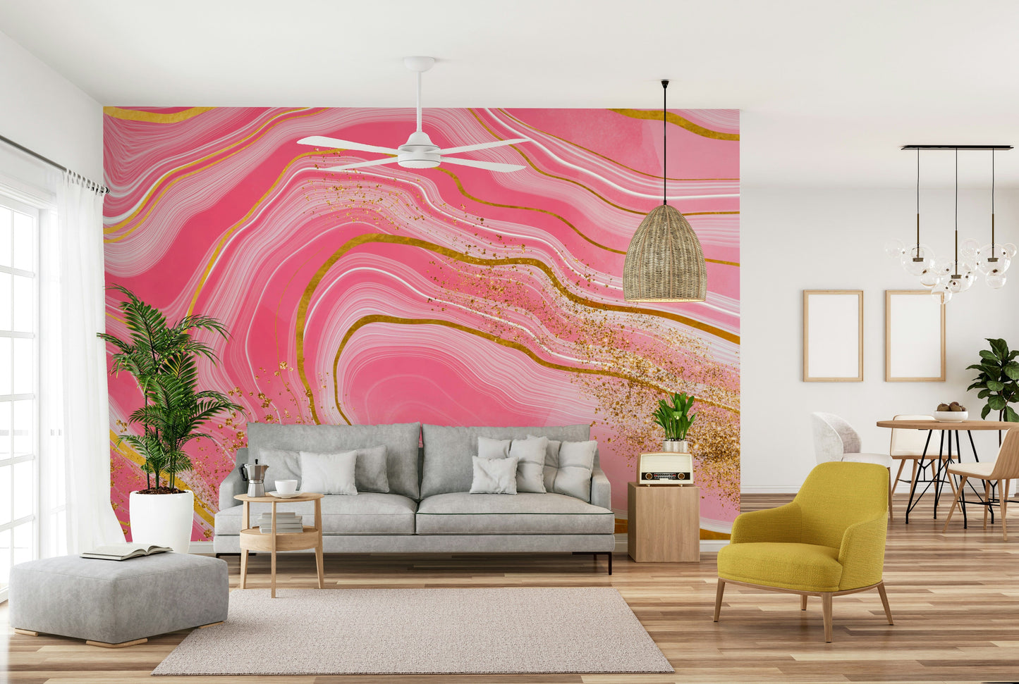 The mural has a modern, chic feel.

