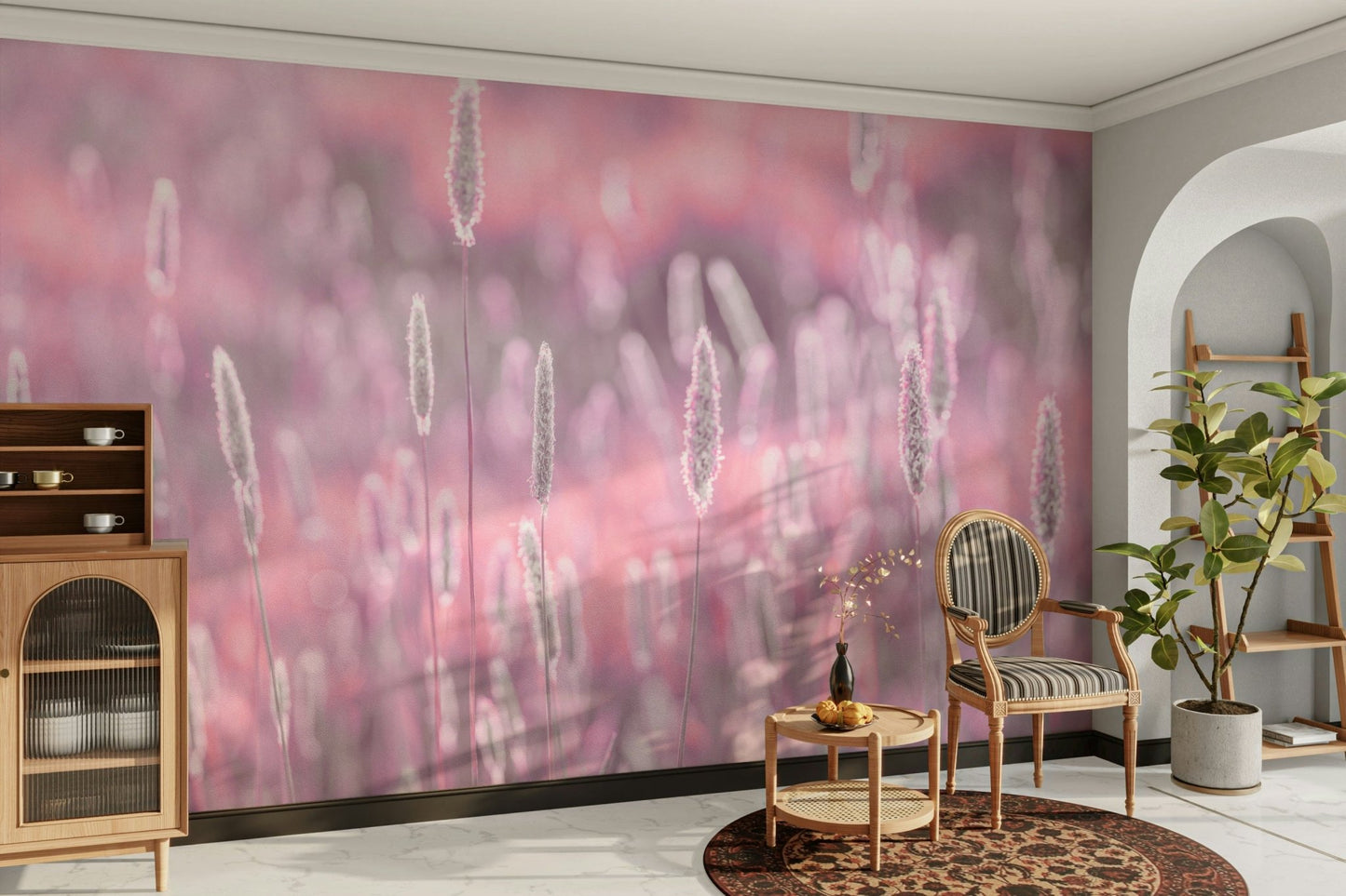 Delicate flowers in a soft meadow mural

