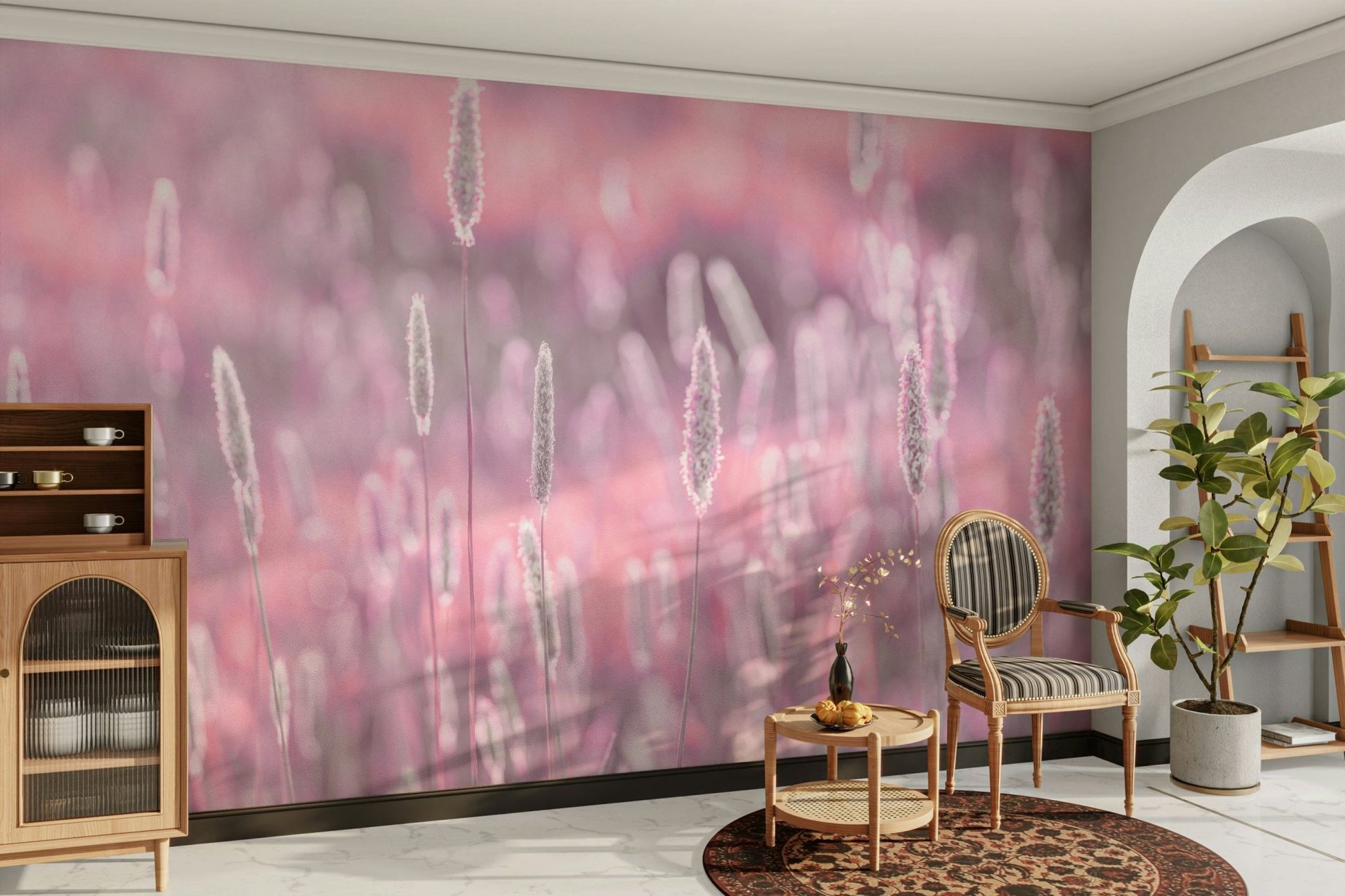 Delicate flowers in a soft meadow mural

