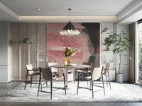 Calming wall mural in warm pink hues for mindful interiors.

