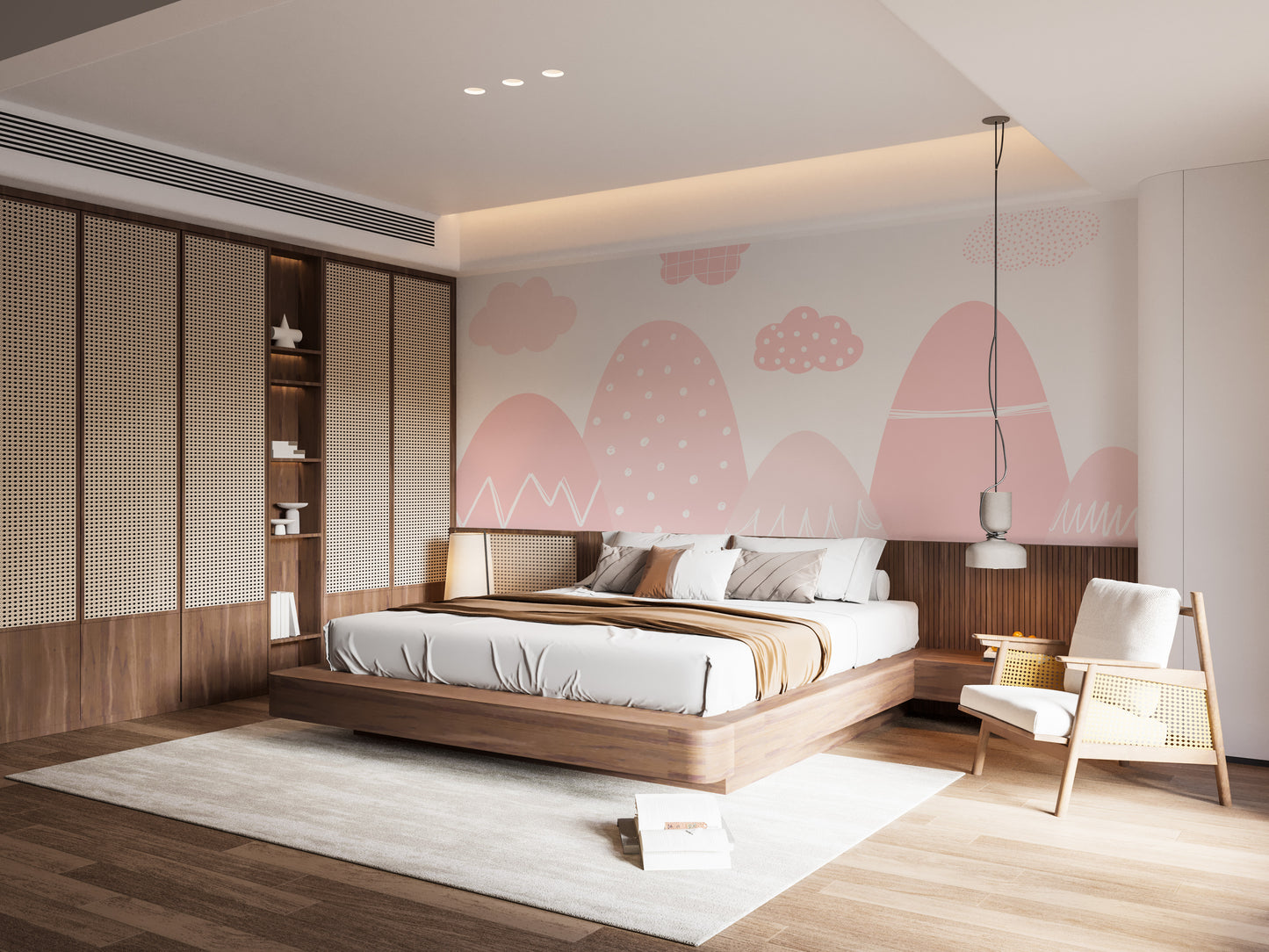 Pink Mountain with White Wallpaper - Giffywalls