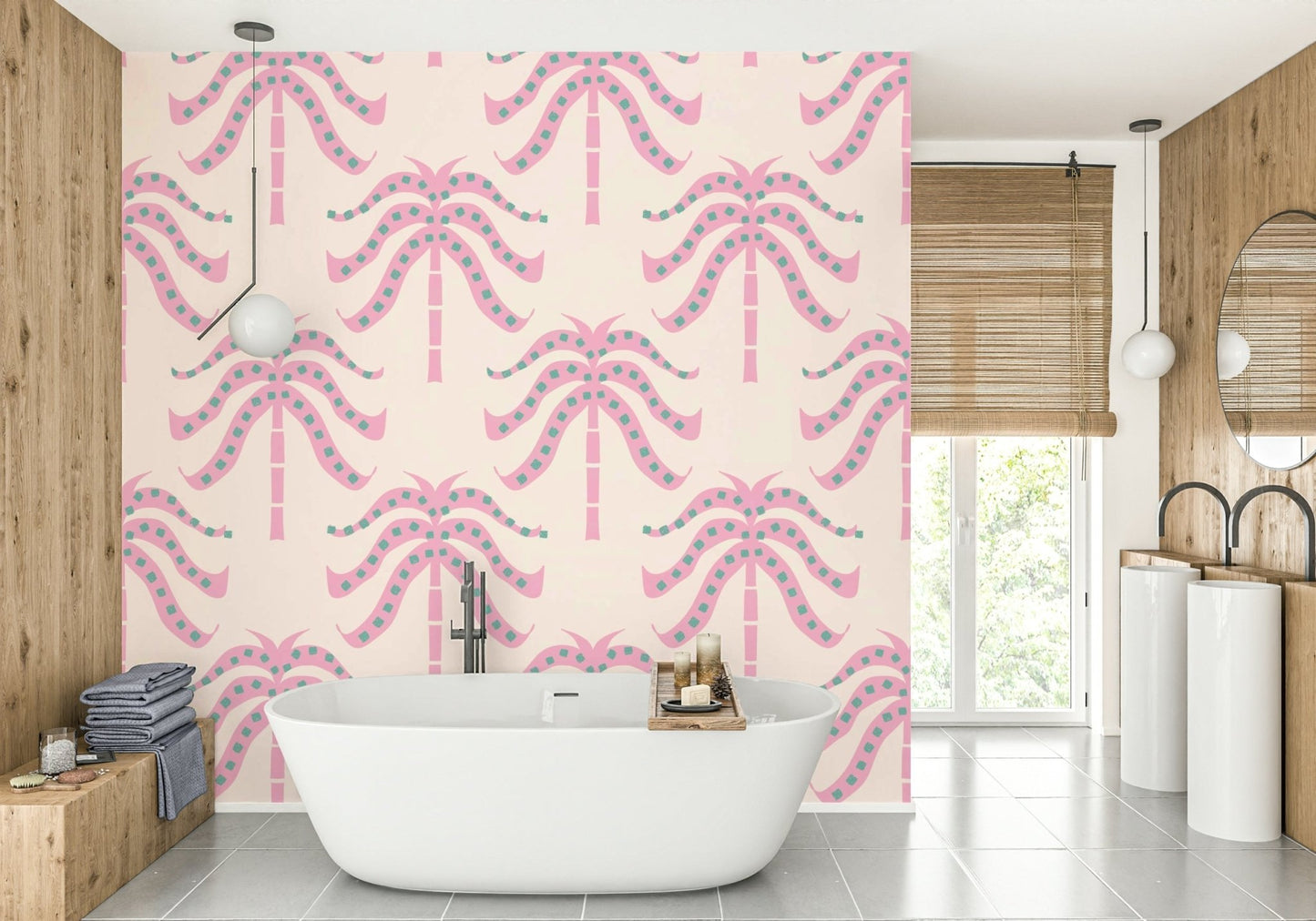 The palm fronds are a central focus of the image.

