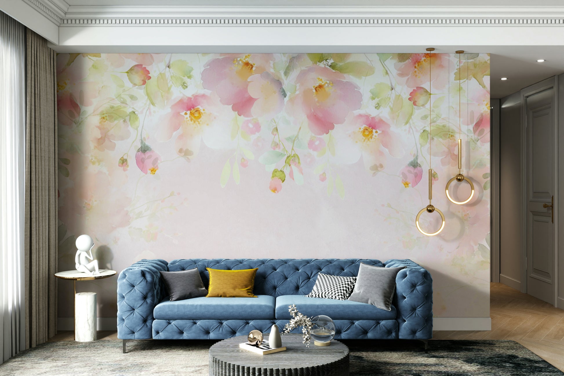 Soft pink floral wallpaper

