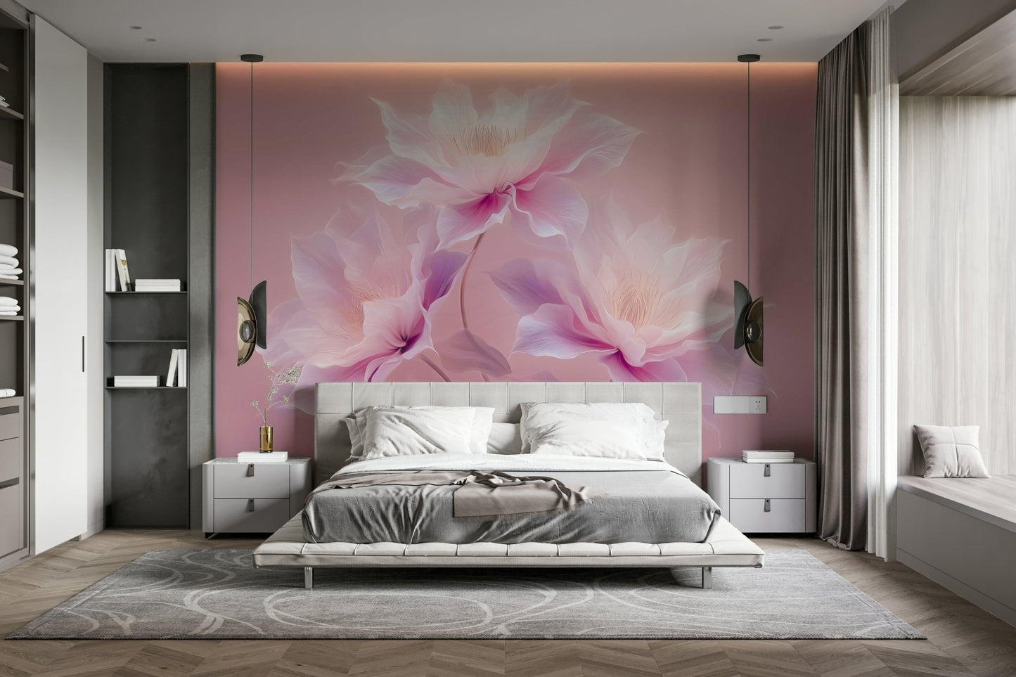 Elegant flower mural for calm spaces
