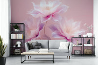 Delicate floral mural with airy petals
