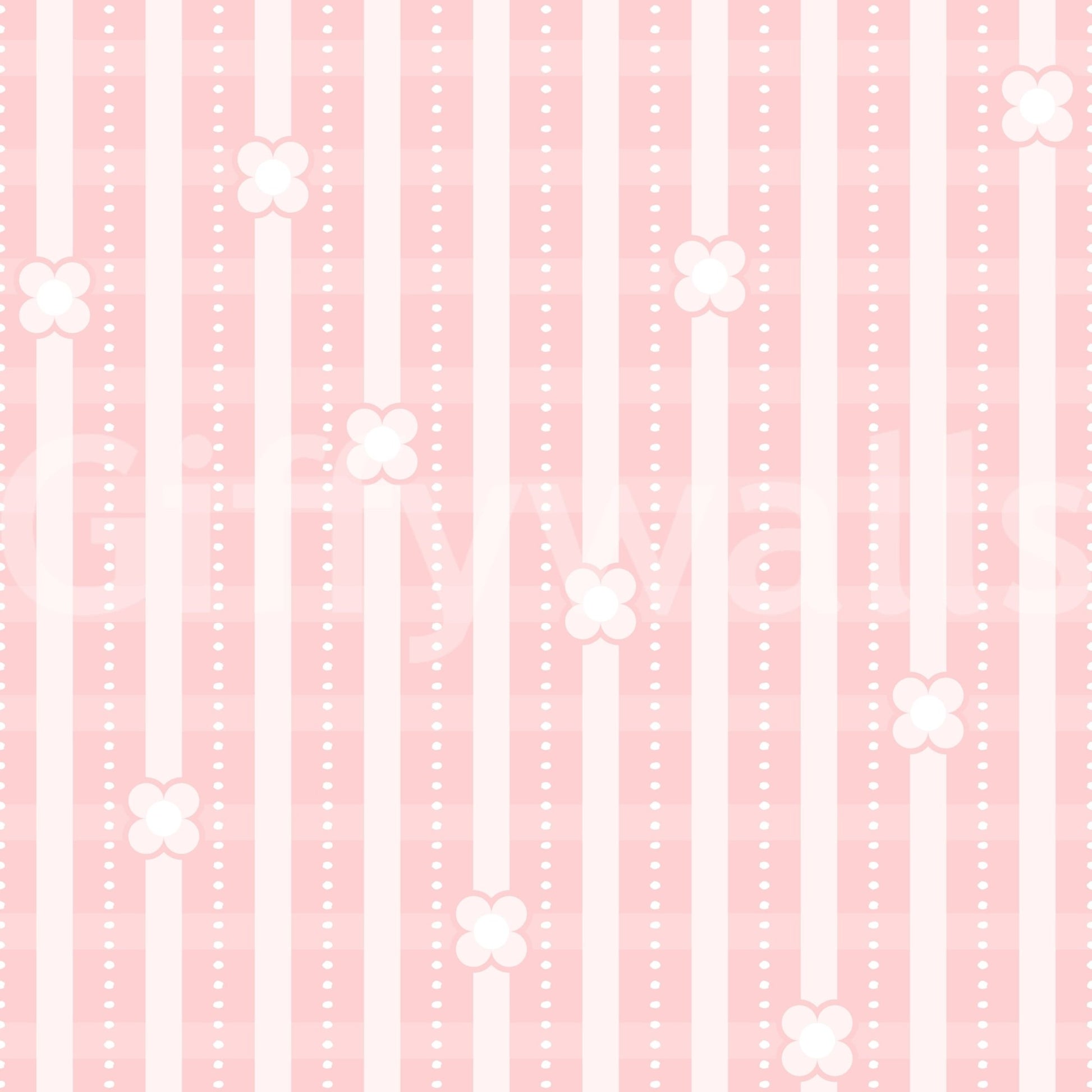 Chic Pink Petals & Stripe Wallpaper – Modern feminine wall design with floral motifs layered over linear stripes.