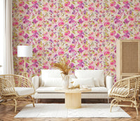 Dreamy purple accents floral wallpaper for walls.