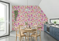 Pink & Purple Watercolor Florals wallpaper for walls.