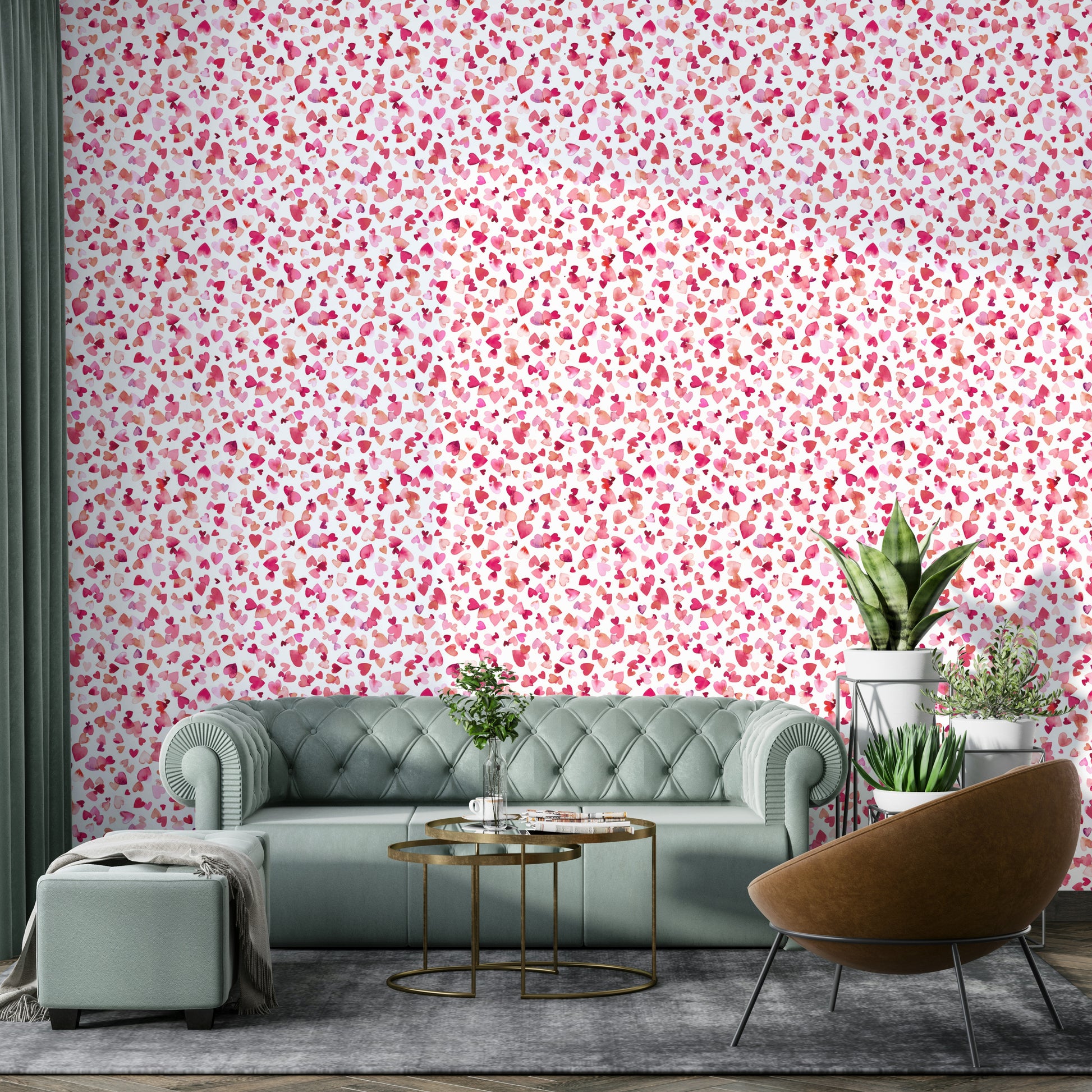 Vibrant red and pink hearts on a soft background

